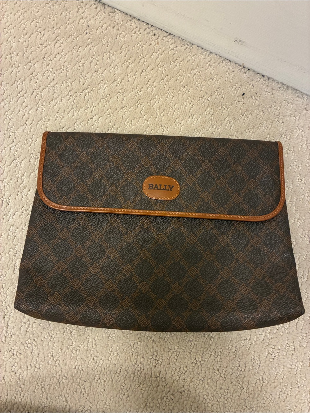 Vintage Bally B-Monogram Coated Canvas Flap Clutch Bag 👝